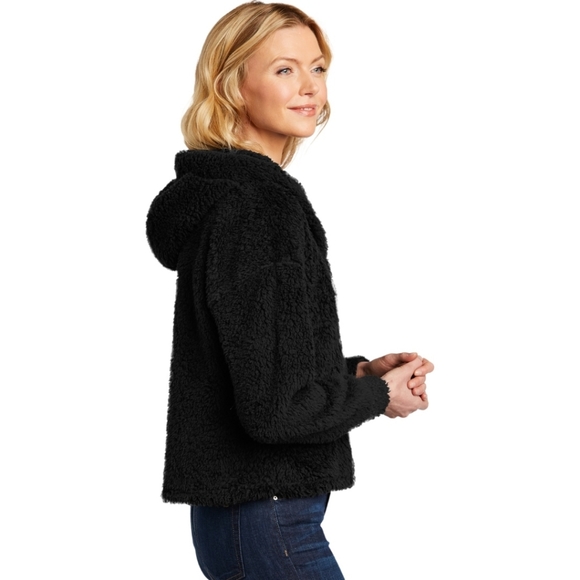 NEW sherpa cozy fleece hoodie blk Med - Picture 3 of 6